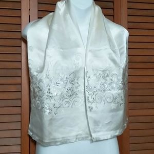 Satin silver metallic clover scarf